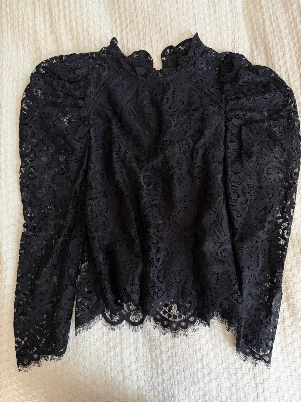 Lilly Pulitzer Black Lace Puff-Sleeve Blouse
